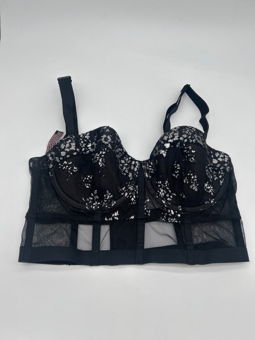 Victoria’s Secret Very Sexy Lined Balconette Bra 34C Black Floral Lace Mesh